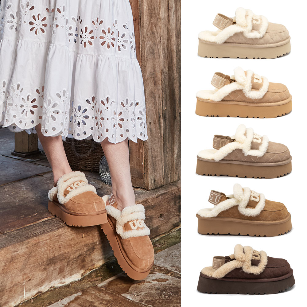 [무료배송] 호주정품 오즈웨어 바이올렌 마틀라세 시어링 플랫폼 탈부착 밴딩 슬리퍼 OZWEAR UGG OB938PMD